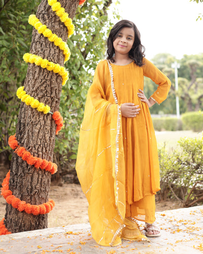 Doodle Mustard Sequin Georgette Suit Set