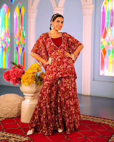 Surbhi Maroon Printed Georgette Coord set