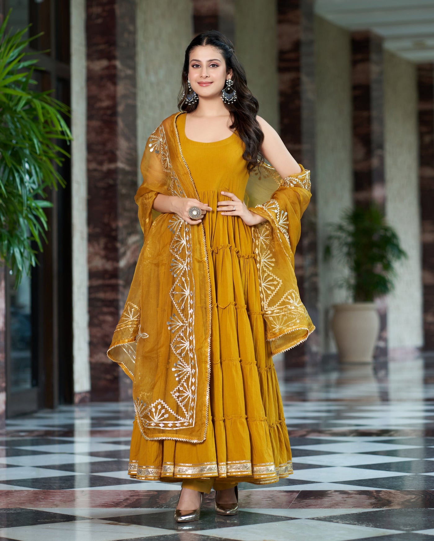 Vedika Mustard Yellow Gotapatti Cotton Suit Set