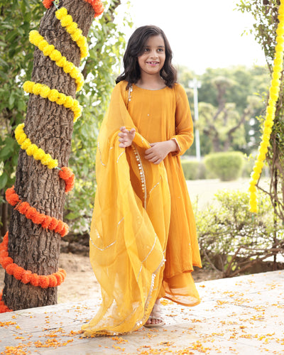 Doodle Mustard Sequin Georgette Suit Set