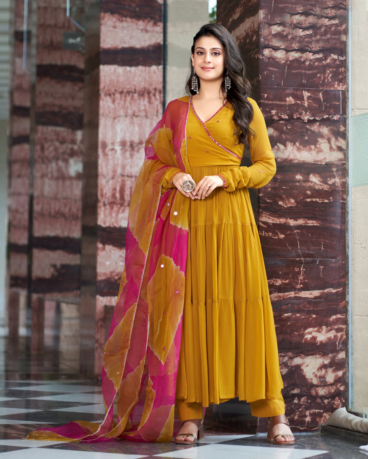 Umang Mustard Yellow Embroidered Georgette Suit Set