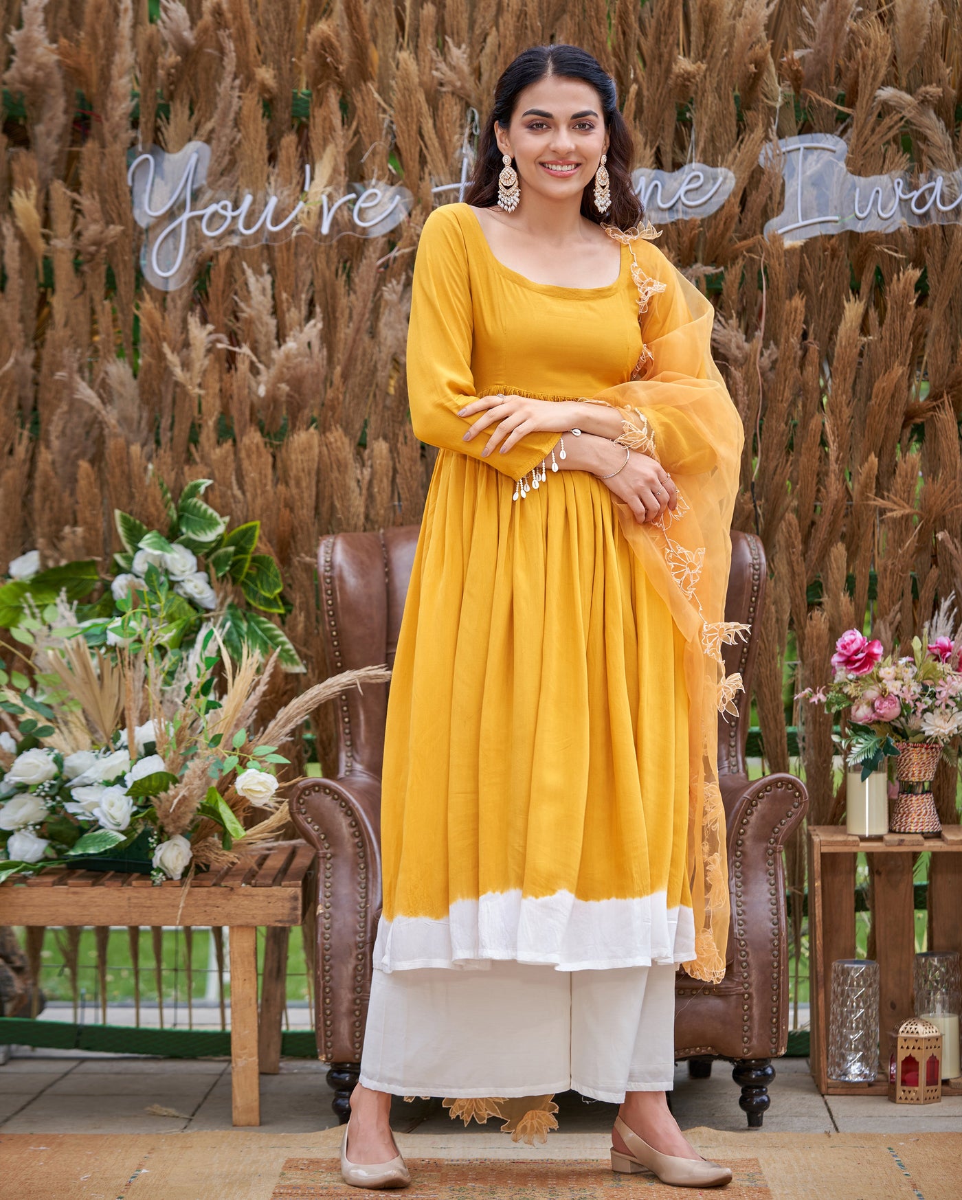 Aaira Musturd Yellow Solid Silk Suit Set