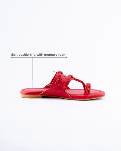 Indian Red Solid Kolha Flats