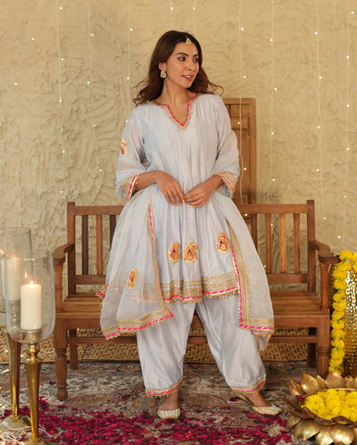 Vaani Light Blue Solid Chanderi Suit Set