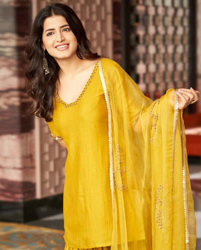 Virasat Mustard Yellow Embroidered Anokha Sharara Set