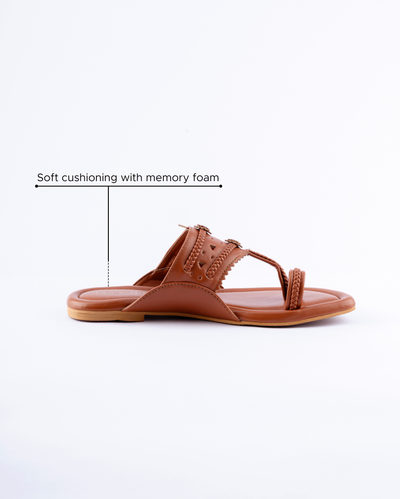 Windsor Tan Solid Kolha Flats