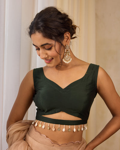 Grecian Grace Green Chanderi Blouse