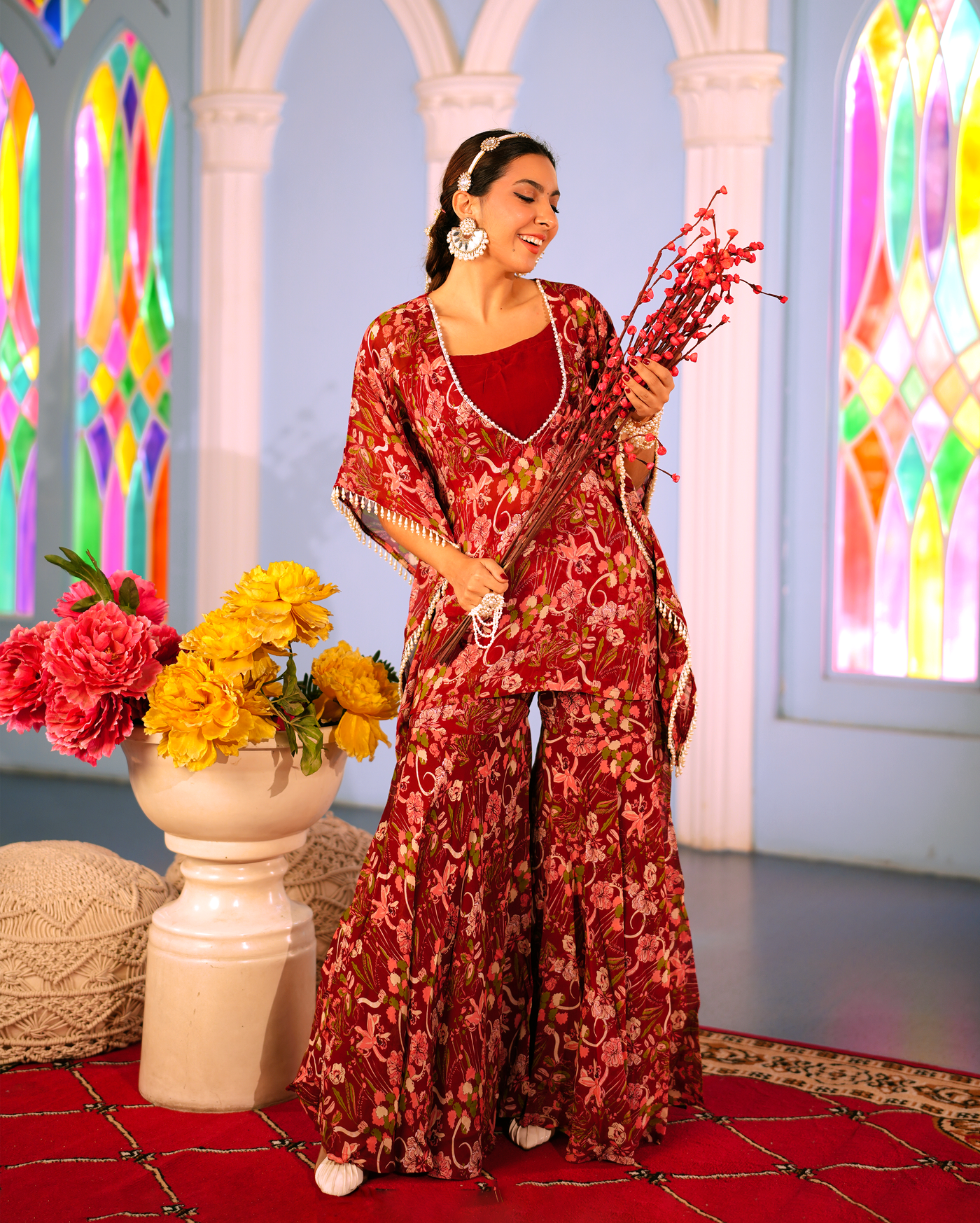 Surbhi Maroon Printed Georgette Coord set