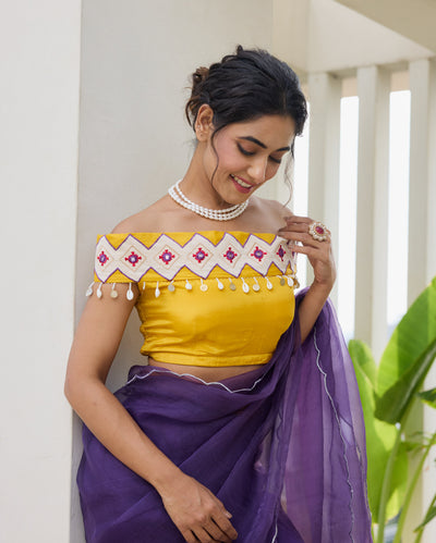 Gypsy Wave Mustard Silk Embroidered Blouse