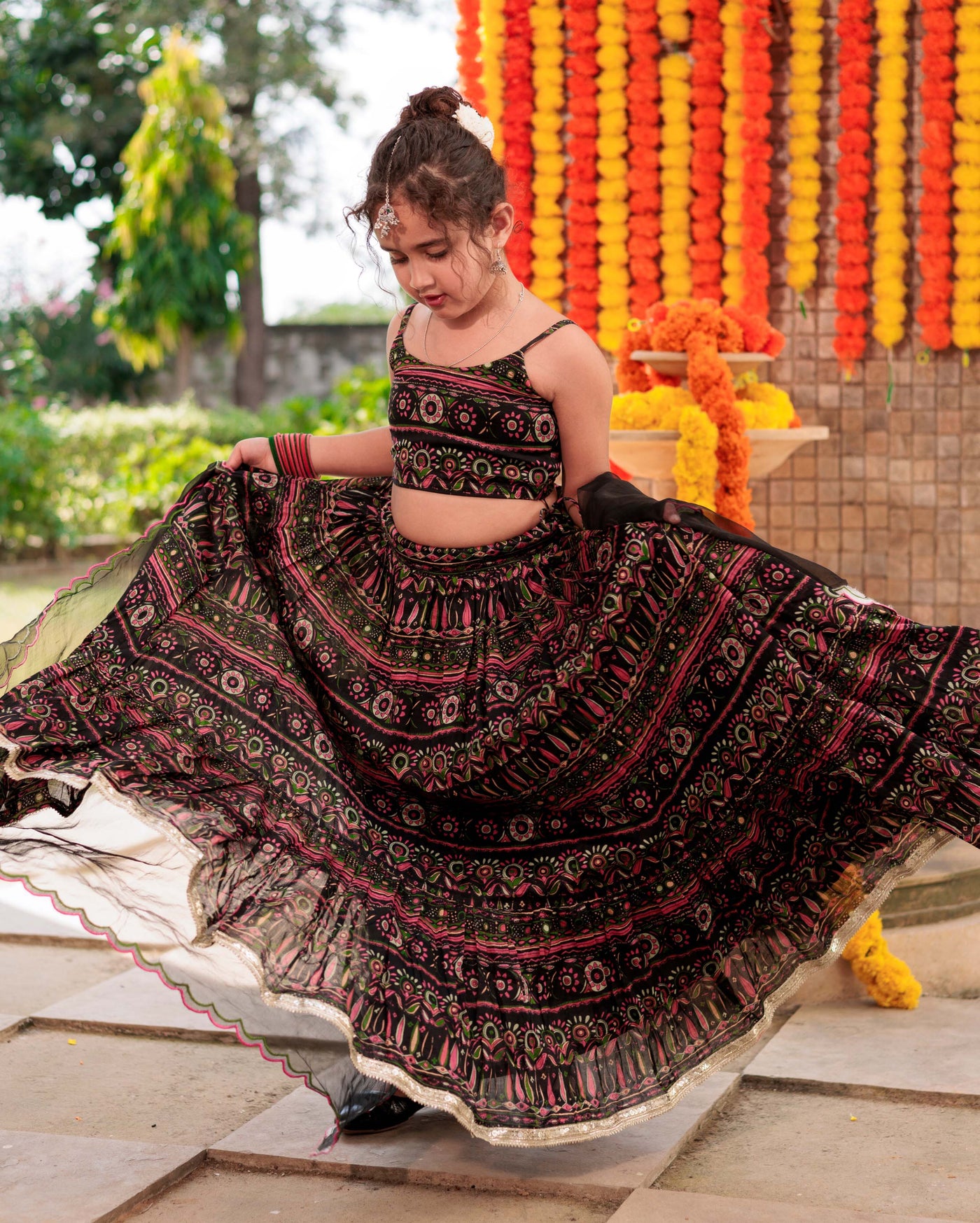 Noir Mystique Black Chanderi Lehenga Set 