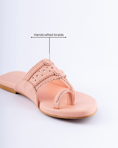 Salmon Peach Solid Kolha Flats