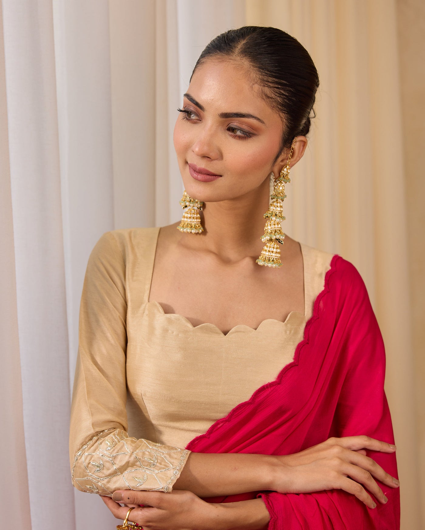 Ivory Charm Beige Silk Gotapatti Blouse