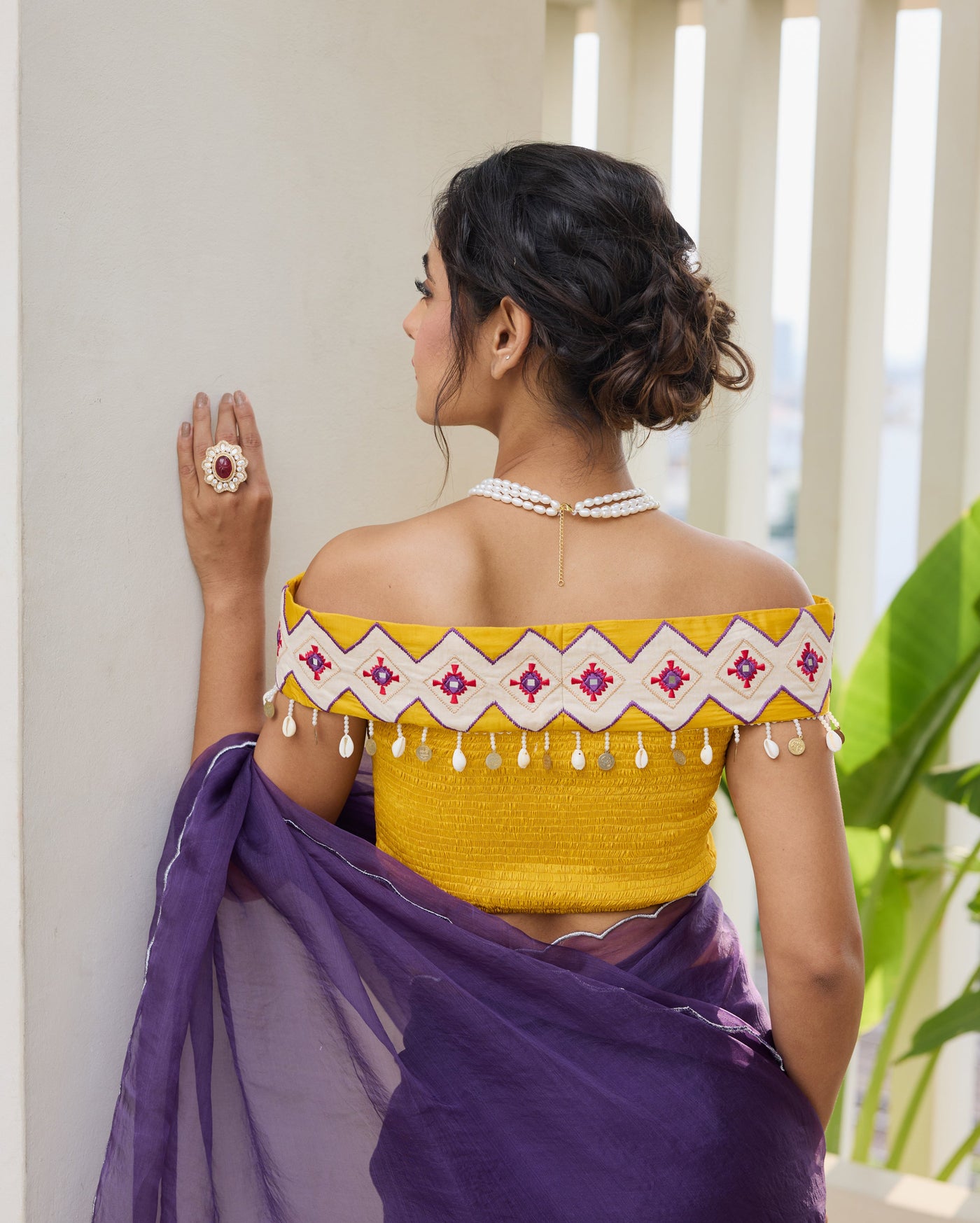 Gypsy Wave Mustard Silk Embroidered Blouse