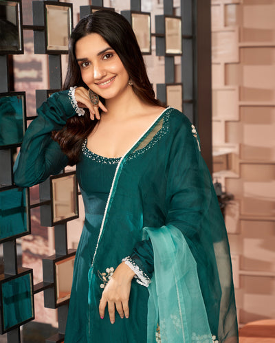 Kevai Dark Green Embroidered Anokha Suit Set