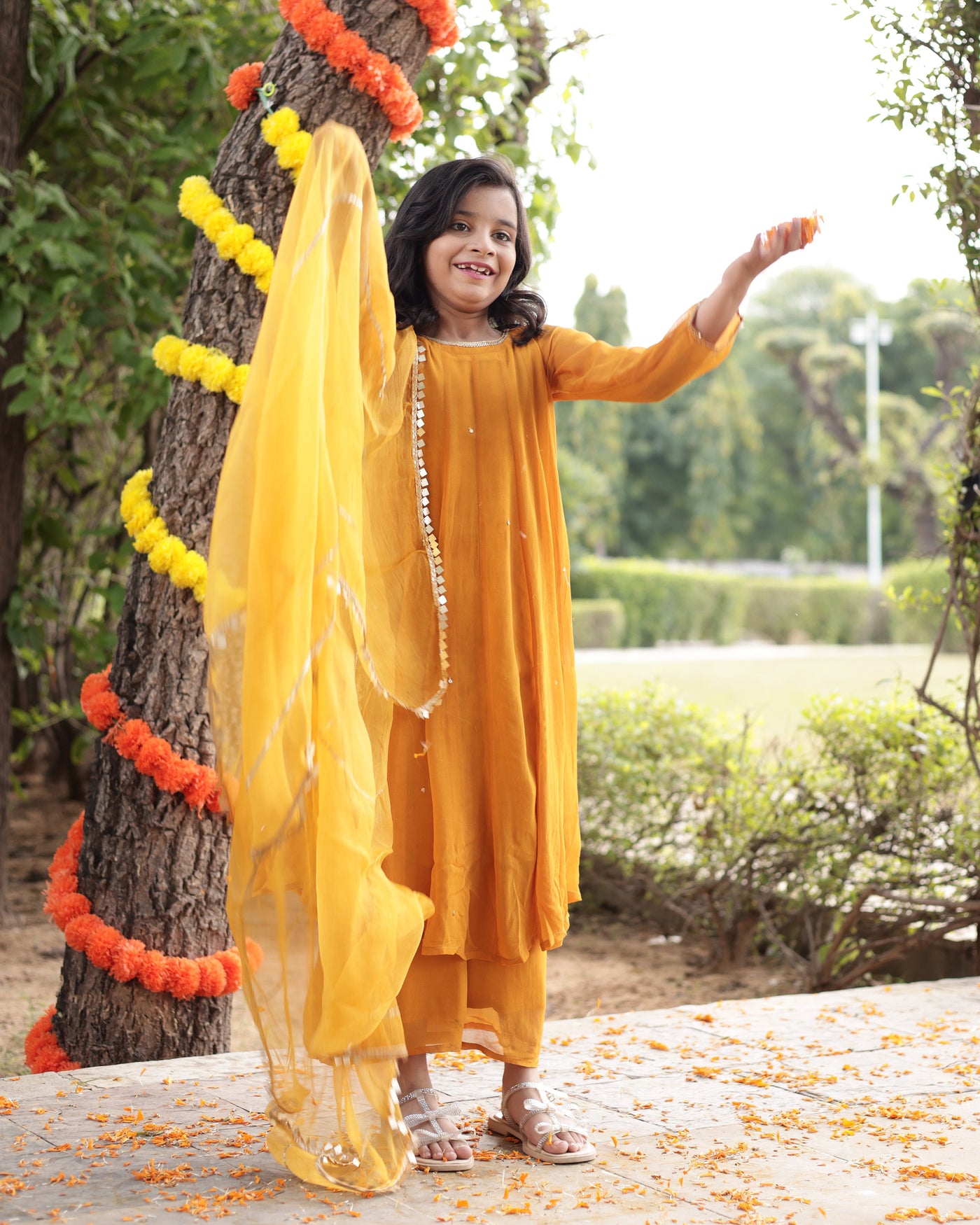 Doodle Mustard Sequin Georgette Suit Set