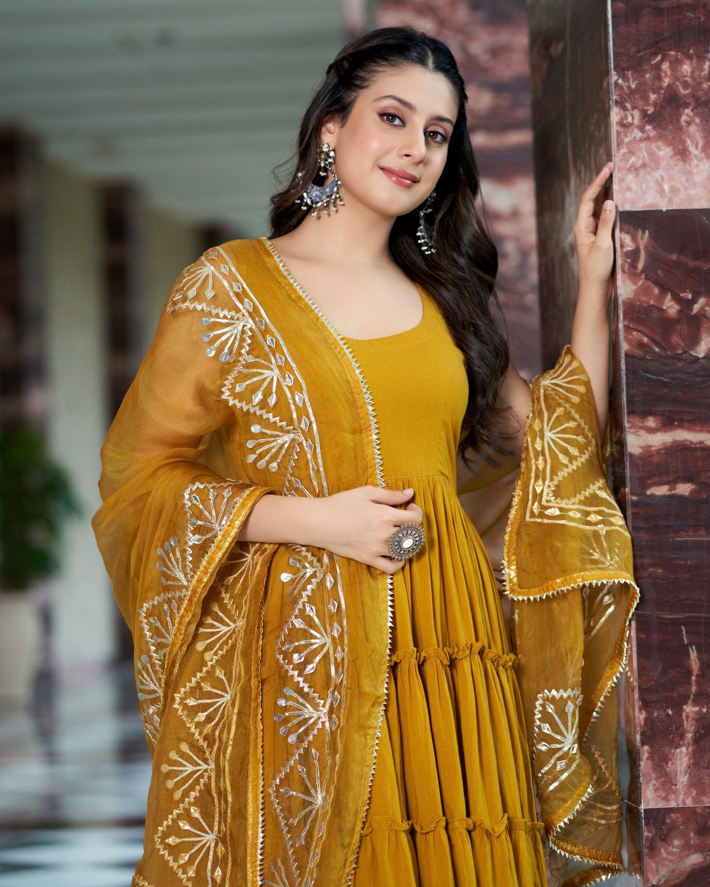 Vedika Mustard Yellow Gotapatti Cotton Suit Set