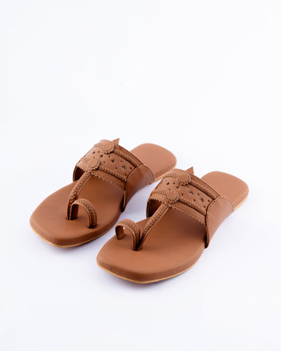 Burlywood Solid Kolha Flats