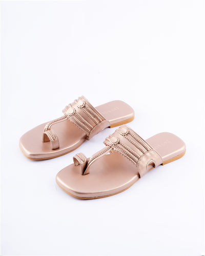 Rose Gold Solid Kolha Flats