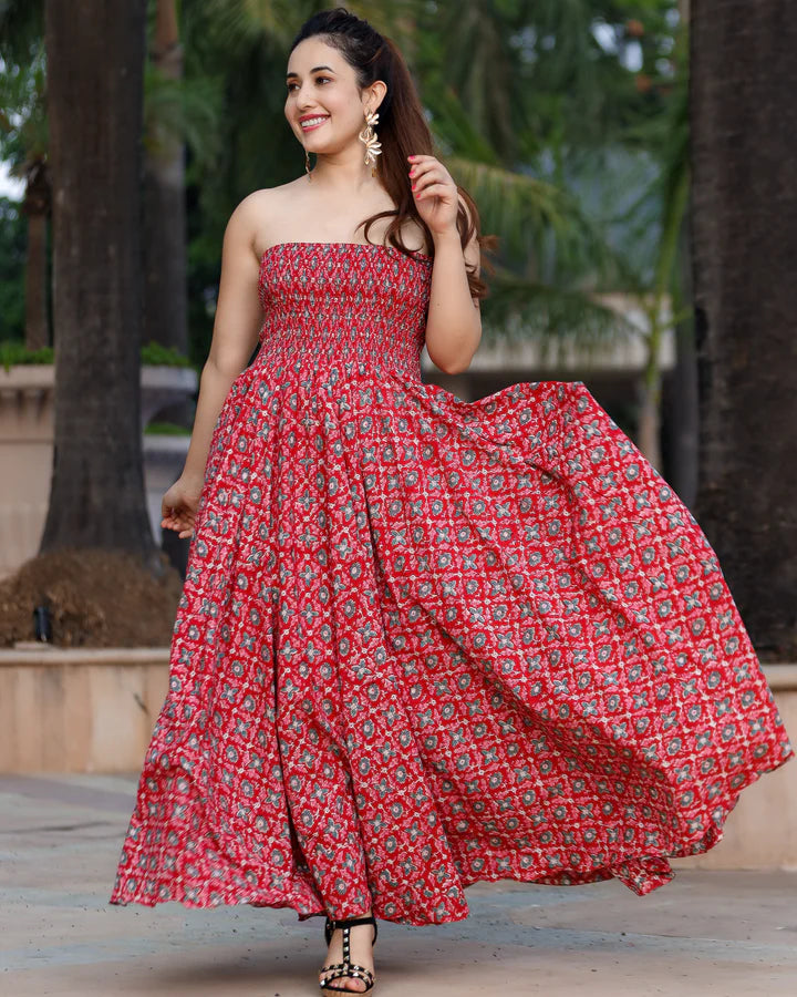 Buy Honey Crisp Smocked Cotton Dress online in India at Best Price Aachho