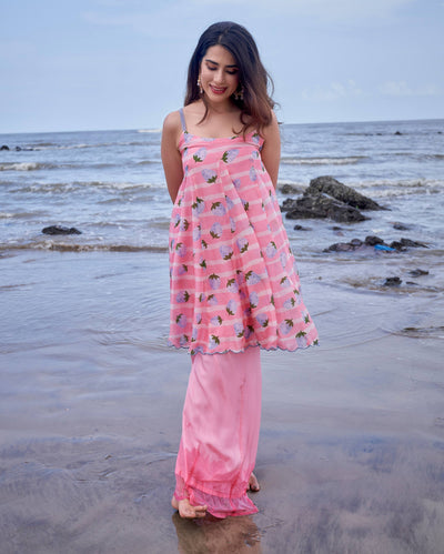 Berry Burst Pink Printed Silk Coord Set