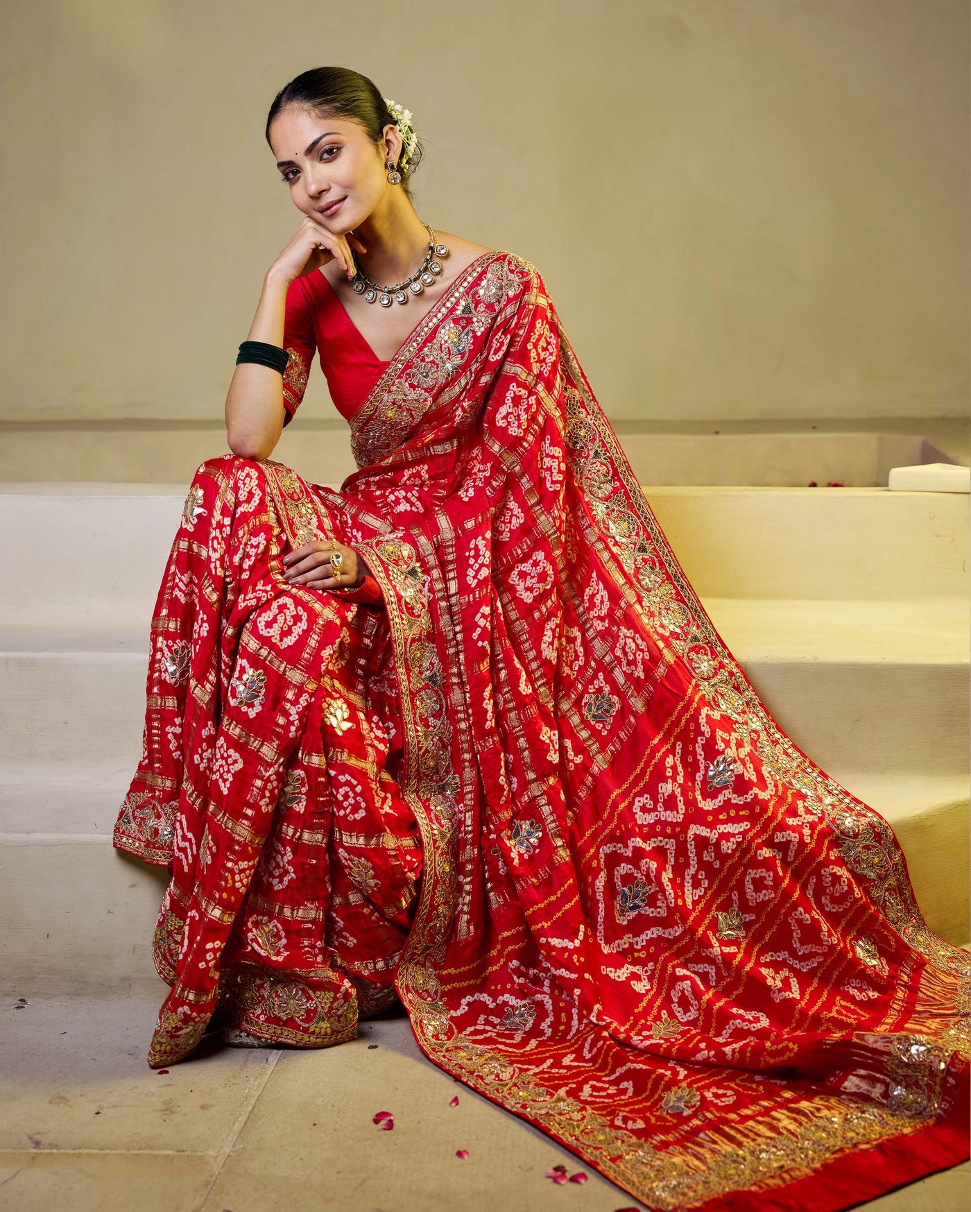 Shop Divine Red Silk Bandhani Saree for Women Online in India at Aachho