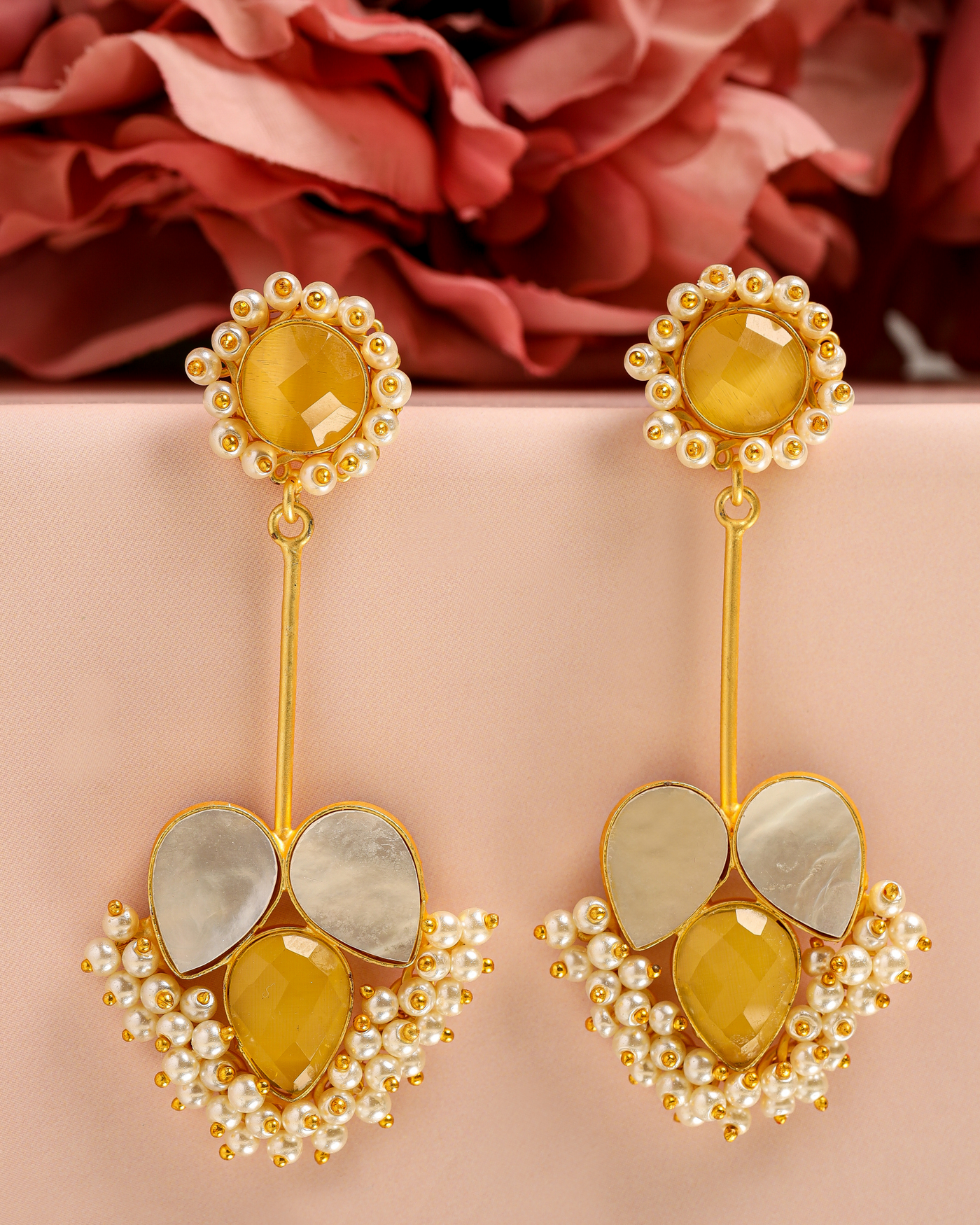 Buy Mineral Yellow Handcrafted Earrings online in India at Best Price   Aachho