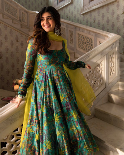 Buy online Printed A-line Ethnic Dress from ethnic wear for Women by  Amira's India Ethnic Wear for ₹1509 at 72% off | 2024 Limeroad.com