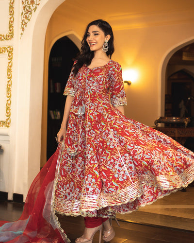 Red Anarkali Salwar Kameez For Indian Pakistani Weddings Party Wear  Festivals | eBay