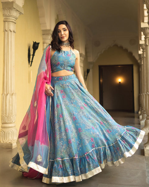 Buy Chanderi Silk Lehenga for Women Online from India's Luxury Designers  2024