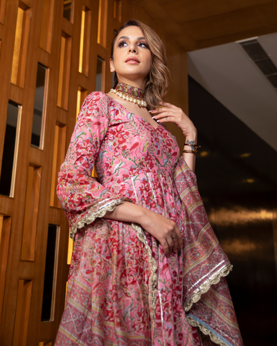 Buy Poetic Bloom Handblock Gota Suit Set online in India at Best Price ...