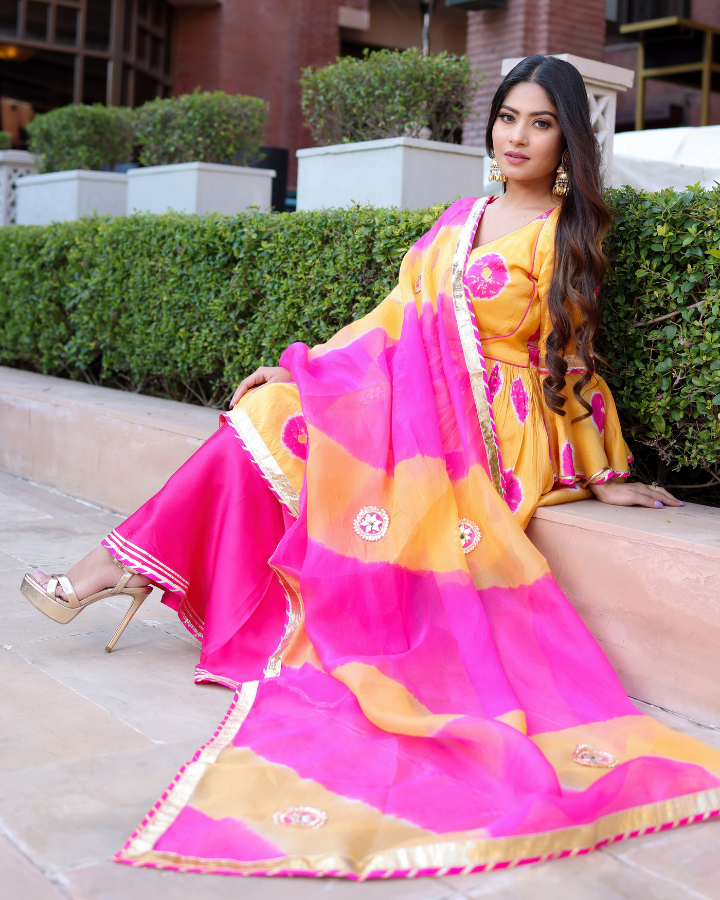 Marigold Tie And Dye Sharara Set