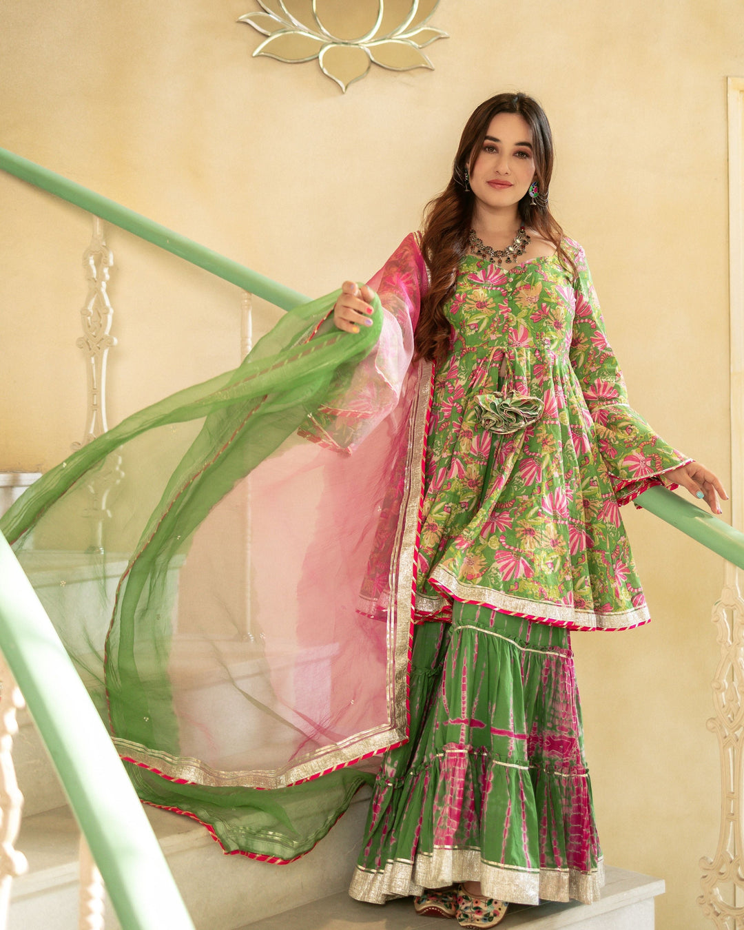 Green Sharara Suits: Buy Green Sharara Suits Online in India | Aachho