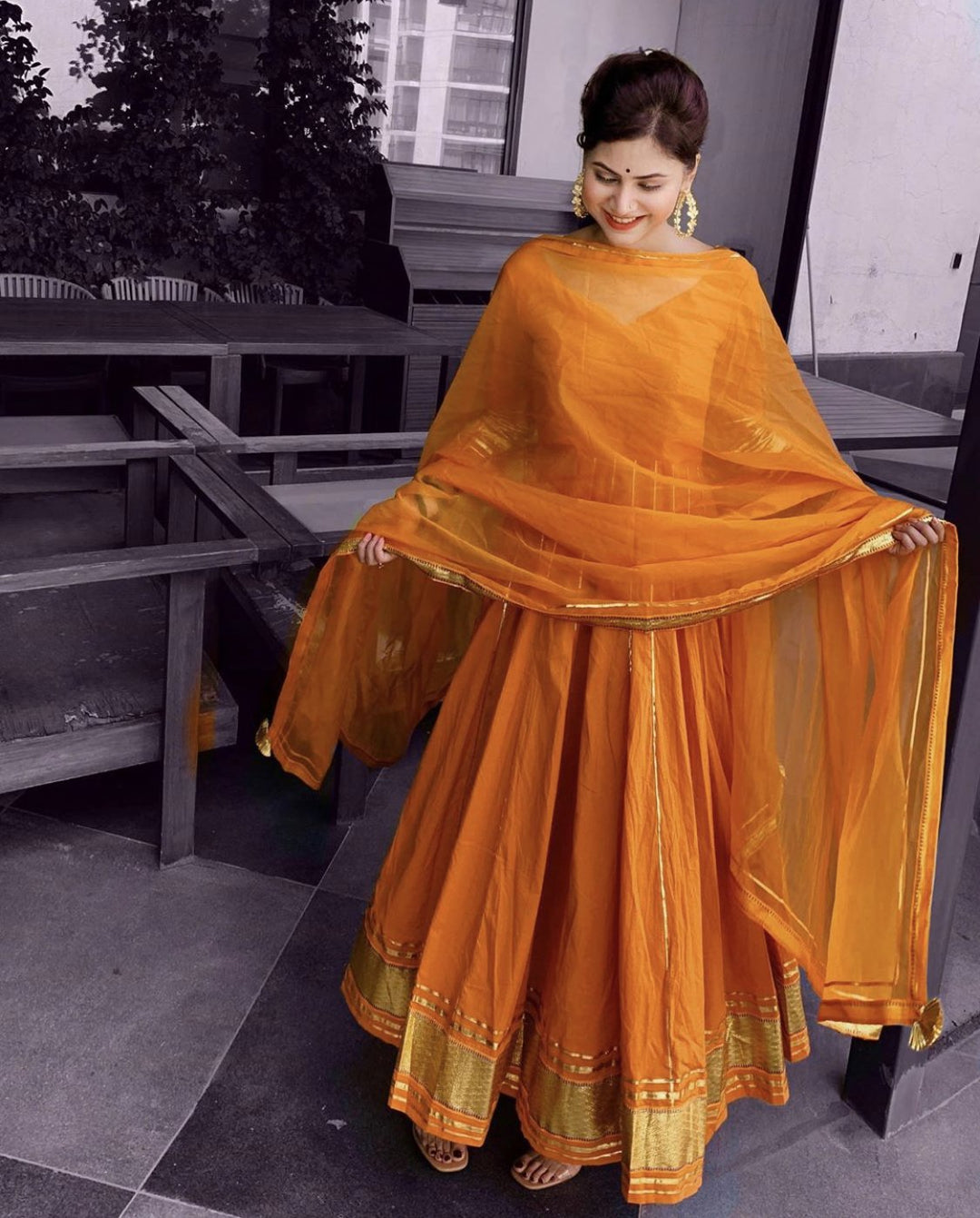 Buy Golden Orange Gotapatti Anarkali Set online in India at Best Price Aachho