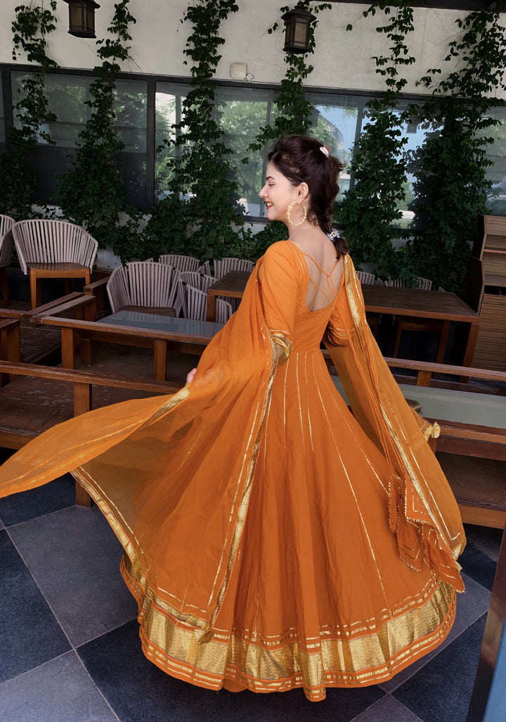 Buy Golden Orange Gotapatti Anarkali Set online in India at Best Price Aachho